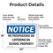 Signmission No Trespassing Or Loitering On School Property OSHA Notice Sign, Aluminum, 24in W x 18in L, 2PK OS-2PACK-NS-A-1824-L-14955 - alternate 3